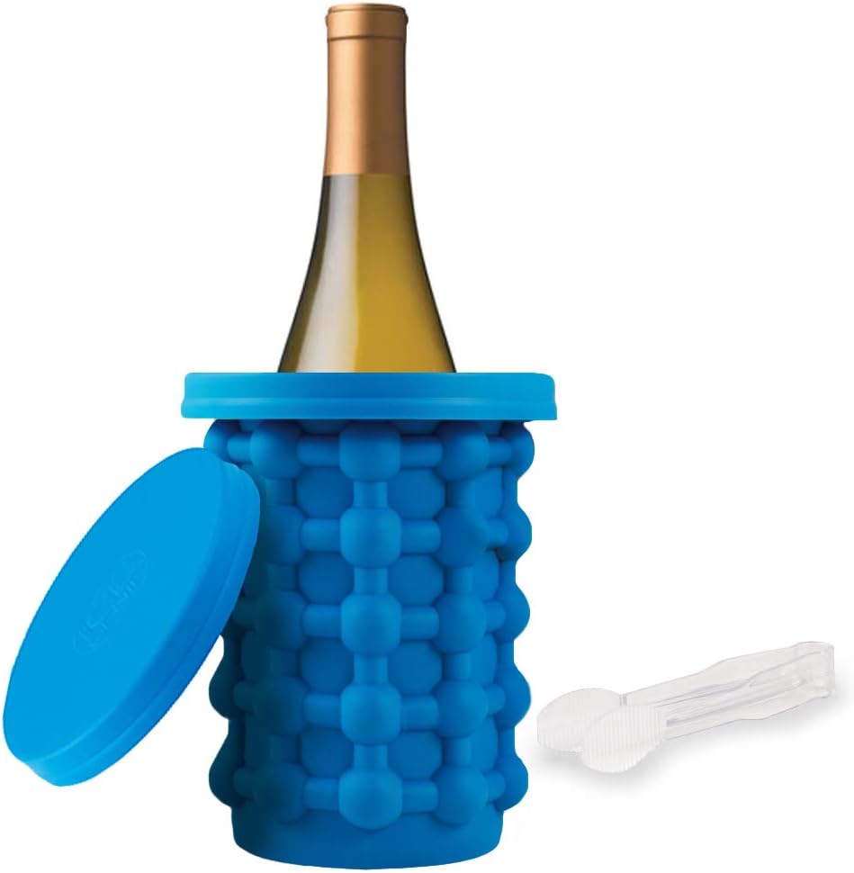 Ice Genie Deluxe The Original Ice Cube Maker| Holds Up to 180 Ice Cubes | Silicon Bucket | Perfect for Indoor/Outdoor Use | Bottled Beverage Cooler | Dishwasher Safe  Bpa-Free | Ice Tongs Included
