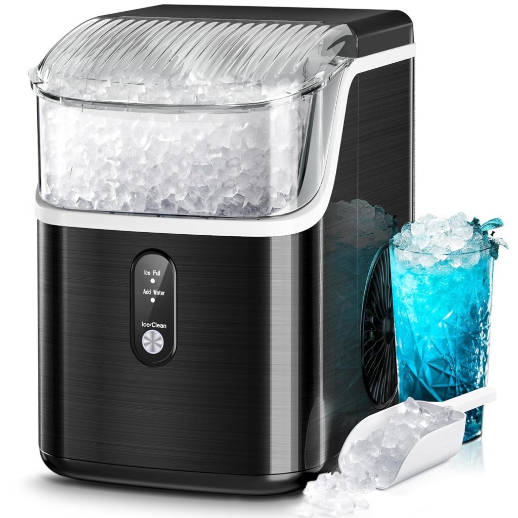 Kismile Nugget Ice Makers Countertop,Pebble Ice Maker Machine with Crushed Ice, 35lbs/Day,One-Click Operation,Self-Cleaning Countertop ice Machine,Pellet Ice Maker Countertop for Home/Kitchen/Office