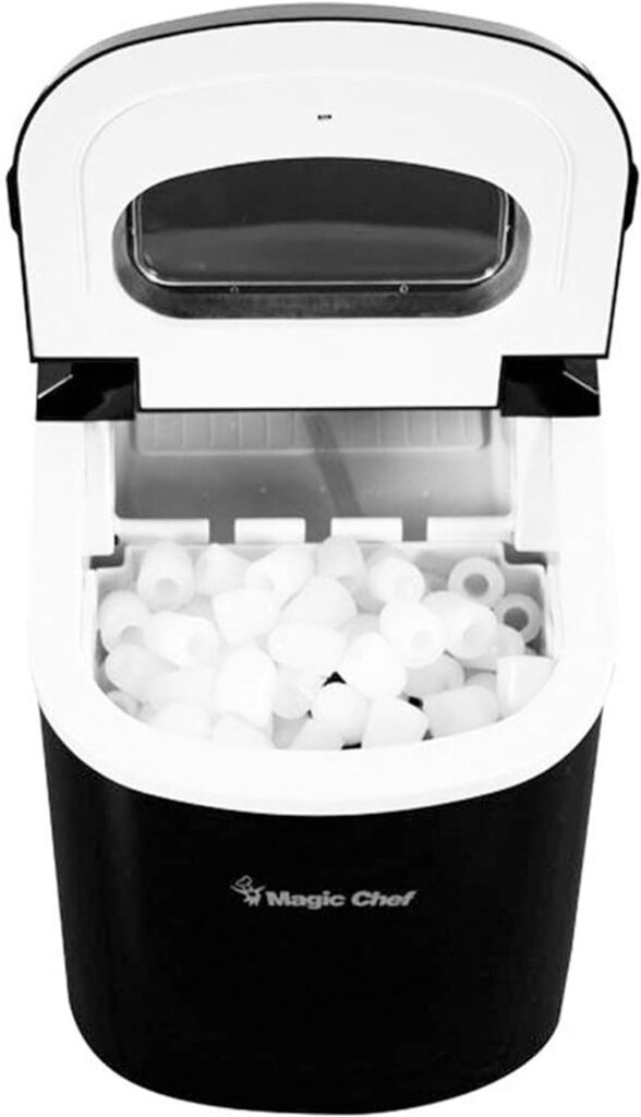 Magic Chef MCIM22B Portable Home Countertop Ice Maker with Settings Display, 27 Pounds Per Day, Black