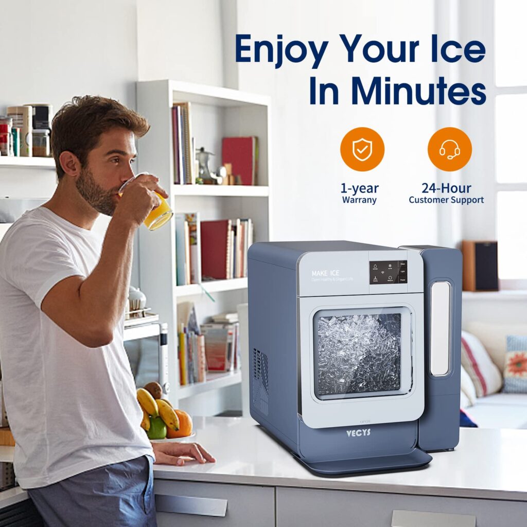VECYS Countertop Ice Maker Machine, 9 Bullet Ice Cubes Ready in 8 Mins 26LBS in 24 Hours, Self-Clean 1.8L Portable Ice Maker with Ice Scoop and Basket, Great for Bar, Party, Black and Green