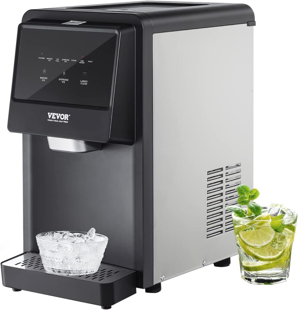 VEVOR Nugget Ice Maker, 62lbs in 24Hrs, Self-Cleaning Countertop Nugget Ice Dispenser with 6 lbs Ice Storage, for Home Kitchen Office Party
