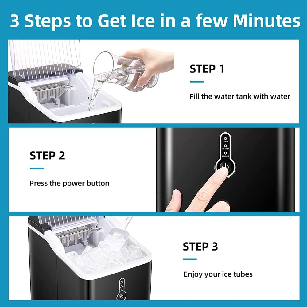 Countertop Ice Maker Machine, Portable Compact Ice Cube Maker with Ice Scoop Basket, 26Lbs/24H Ice Machine for Home/Kitchen/of