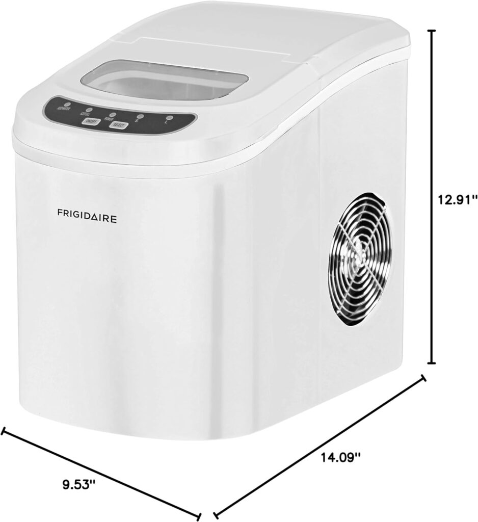 Frigidaire EFIC102-WHITE Portable Compact Maker, Counter Top Ice Making Machine, White, 26lb per Day