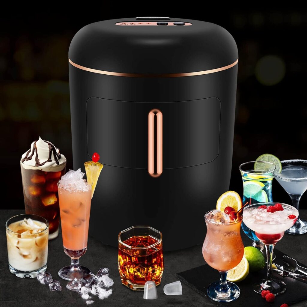 KUMIO Ice Maker Countertop, Retro Design Bullet Clear Ice 10pcs in 8Mins, 33Lbs/Day, 2.5Qt Water Reservoir  2 Ice Size (S/L), Self-Cleaning Portable Ice Machine with Ice Basket and Scoops