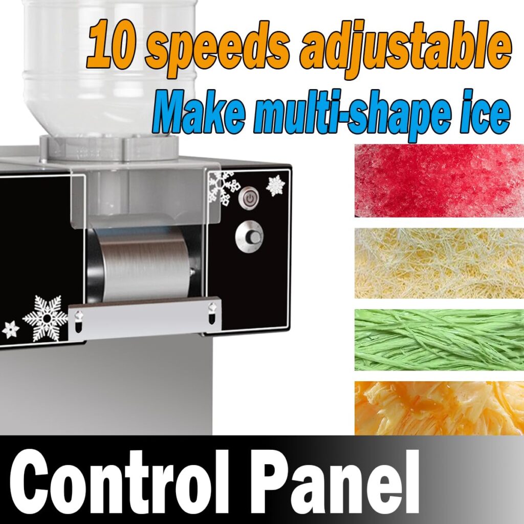 TXMACHINE ice Makers Machine 132LBS/ 60KG Shaved Ice Machines Ice Crusher for Snowflake ice Cream Spaghetti/Thick Strips ice Cream,ice Out in 3S 10 speeds Different Shape ice 110V