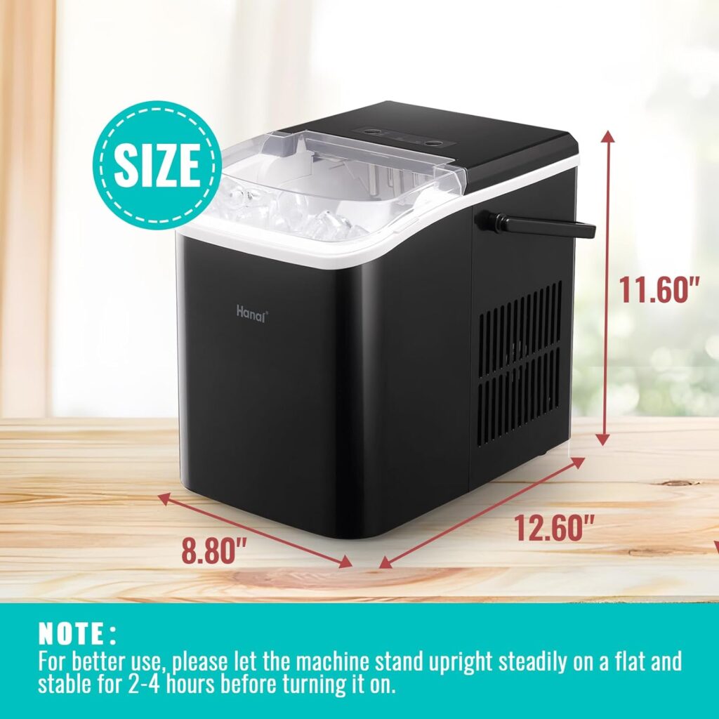 WANAI Ice Makers Countertop, Self-Cleaning Function, 26Lbs/ 8Mins/ 24Hrs 2 Size Ice, Portable Ice Cube Maker Machine with Ice Scoop  Basket
