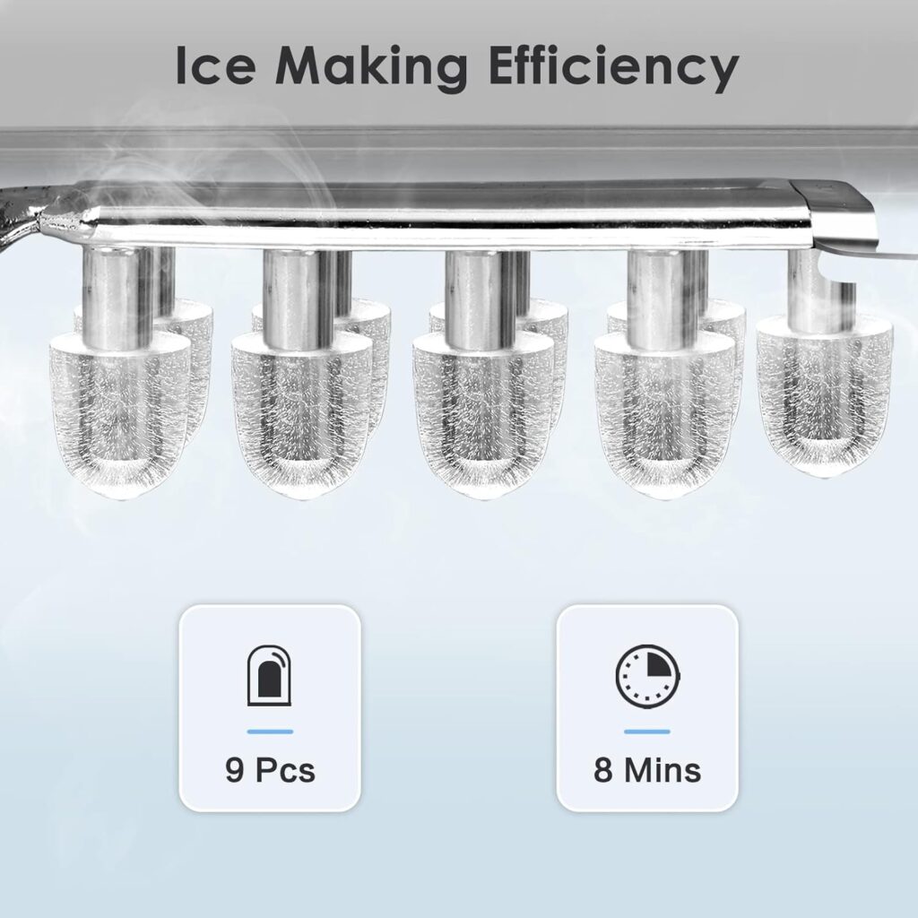Xbeauty Ice Makers Countertop,Protable Machine with Self-Cleaning, 26Lbs/24H,9Ice Cubes/8 Mins,Ice Bags,Ice Scoop, and Basket for Home/Kitchen/Office/Party-Grey-Diamond Design